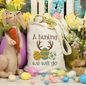 A Hunting We Will Go Camo Easter Canvas Tote